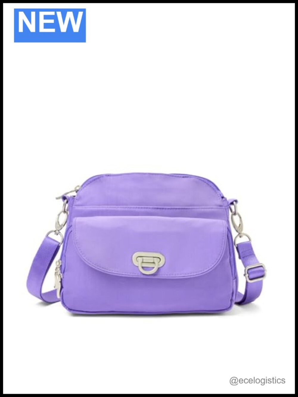 Women's Coastal Flip Lock Crossbody Bag with RFID, Detachable Strap, Nylon